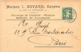 GENÈVE - Maison I. Bovard, 29 Rue J.-J. Rousseau, Librairie Musique - Ed. Inconnu  - Genève