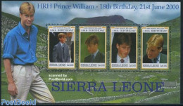 Sierra Leone 2000 Prince William 4v M/s, Mint NH, History - Kings & Queens (Royalty) - Familles Royales