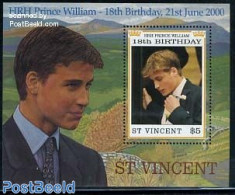 Saint Vincent 2000 Prince William 18th Birthday S/s, Mint NH, History - Kings & Queens (Royalty) - Familles Royales