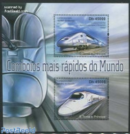 Sao Tome/Principe 2011 High Speed Trains 2v M/s, Mint NH, Transport - Railways - Trenes