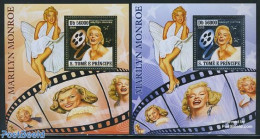 Sao Tome/Principe 2006 Marilyn Monroe 2x4v M/s (gold/silver), Mint NH, Performance Art - Film - Marilyn Monroe - Movie.. - Kino