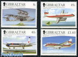Gibraltar 2006 75 Years Gibraltar Airmail Service 4v, Mint NH, Transport - Aircraft & Aviation - Airplanes