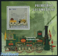 Sao Tome/Principe 2007 Locomotives S/s, Rocket, Mint NH, Transport - Railways - Treinen