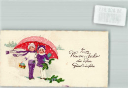 39806811 - Kinder Regenschirm Tannenzweig Miniaturkarte - New Year