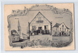 SUNDHOUSE - Eglise - Magasin Wilh. Windisheim - Ed. Kunstphotogr. Anstalt R.Kissler Strasbourg-Carte Décollée - Other & Unclassified