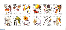 Israel 2002 Months Of The Year 12v S-a In Booklet, Mint NH, Nature - Flowers & Plants - Fruit - Wine & Winery - Stamp .. - Ongebruikt (met Tabs)