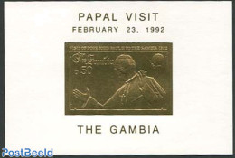 Gambia 1992 Pope Visit S/s, Gold, Mint NH, Religion - Pope - Religion - Papes