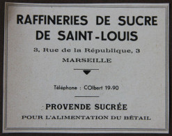 Publicité, Raffineries De Sucre De Saint-Louis, Marseille, 1951 - Advertising