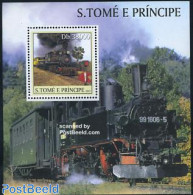 Sao Tome/Principe 2003 Steam Locomotives S/s, Mint NH, Transport - Railways - Treni