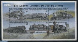 Congo Dem. Republic, (zaire) 2001 Locomotives 6v M/s (6x8FC), Mint NH, Transport - Railways - Trains