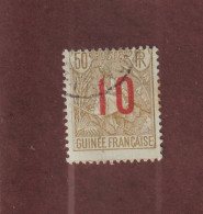 GUINÉE - Ex. Colonie Française - N° 62 De 1912 -  Oblitéré Surchargé .10c.sur 50c. Bistre Sur Azuré - 2 Scan - Oblitérés