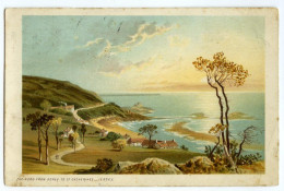CHROMO LITHO : JERSEY - THE ROAD FROM GOREY TO ST. CATHERINES / COVENTRY, HILL CROSS (CLARKE) - Autres & Non Classés