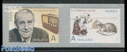 Norway 2014 Alf Proysen 2v S-a, Mint NH, Nature - Performance Art - Animals (others & Mixed) - Radio And Television - .. - Ongebruikt