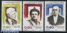 Luxemburg 2014 Famous Persons 3v, Mint NH, Religion - Science - Judaica - Education - Art - Authors - Neufs