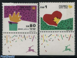 Israel 1992 Wishing Stamps 2v, 1 Phosphor Bar, Mint NH, Various - Greetings & Wishing Stamps - Ongebruikt (met Tabs)