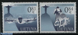 Lithuania 2016 Olympic Games Rio 2v, Mint NH, Nature - Sport - Horses - Olympic Games - Swimming - Natation