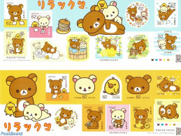 Japan 2017 Teddy Bears 20v S-a In 2 M/s, Mint NH, Various - Teddy Bears - Art - Children's Books Illustrations - Ungebraucht