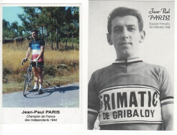 2 CARTES  JEAN PAUL PARIS - Cyclisme