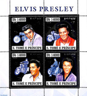 Sao Tome/Principe 2006 Elvis Presley 4v M/s, Silver, Mint NH, Performance Art - Transport - Elvis Presley - Motorcycles - Elvis Presley