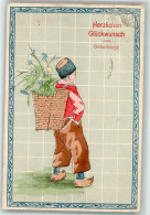 39678611 - Geburtstag Glueckwunsch Holzschuhe Kiepe Blumen - Other & Unclassified