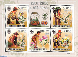 Guinea Bissau 2009 Scouting And Orchids 5v M/s, Mint NH, Nature - Sport - Orchids - Scouting - Guinea-Bissau
