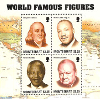 Montserrat 2014 World Famous Figures 4v M/s, Mint NH, History - Various - Churchill - Nobel Prize Winners - Maps - Sir Winston Churchill
