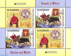 Romania 2022 Europa, Myths & Legends S/s, Mint NH, History - Nature - Europa (cept) - Horses - Stamps On Stamps - Art .. - Neufs