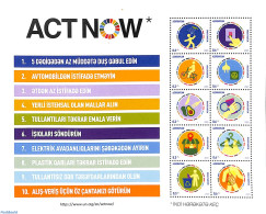 Azerbaijan 2020 Act Now 10v M/s, Mint NH, Nature - Sport - Environment - Cycling - Protección Del Medio Ambiente Y Del Clima