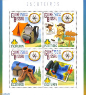 Guinea Bissau 2014 Scouting 4v M/s, Mint NH, Sport - Scouting - Stamps On Stamps - Postzegels Op Postzegels