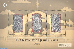 Malta 2022 Christmas, Birth Of Christ S/s, Mint NH, Religion - Christmas - Navidad