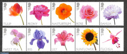 Great Britain 2023 Flowers 10v (2x [::::]), Mint NH, Nature - Flowers & Plants - Nuevos