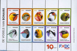 Dutch Caribbean 2024 Birds Of Bonaire 10v M/s, Mint NH, Nature - Birds - Birds Of Prey - Parrots - Flamingo - Other & Unclassified