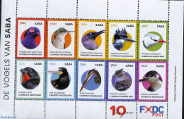 Dutch Caribbean 2024 Birds Of Saba 10v M/s, Mint NH, Nature - Birds - Other & Unclassified