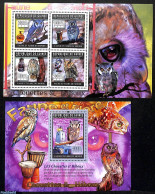 Guinea, Republic 2011 Owls 2 S/s, Mint NH, Nature - Various - Birds - Birds Of Prey - Owls - Lighthouses & Safety At Sea - Faros