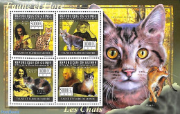 Guinea, Republic 2011 Cats & Famous Persons 4v M/s, Mint NH, Nature - Performance Art - Cats - Movie Stars - Popular M.. - Schauspieler