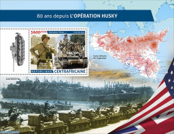 Central Africa 2023 Operation Husky, Mint NH, History - Transport - Various - World War II - Ships And Boats - Maps - Seconda Guerra Mondiale
