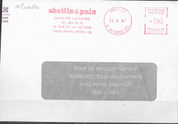 L'Abeille Sur EMA Rouge De Paris 22  24. 4. 87  ( Assurances Abeille-Paix ) - Abejas