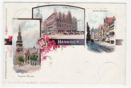 39078211 - Hannover, Lithographie Mit Marktstrasse U. Aegidien Kirche Gelaufen, 1899. Ecken Mit Albumabdruecken, Leicht - Hannover