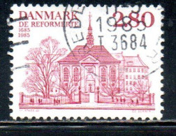 DANEMARK DANMARK DENMARK DANIMARCA 1985 GERMAN AND FRENCH REFORM CHURCH 300th ANNIVERSARY 2.80k USED USATO OBLITERE - Oblitérés
