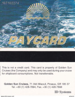 GREECE - Golden Sun Cruises Paycard(reverse Perivallon At Left), Unused - Hotel Keycards