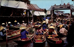CPA Provinz Rajburi Mittelthailand, Schwimmender Markt Damnernsaduak - Cina