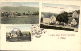 CPA Fürstenwalde Geising Altenberg Erzgebirge, Geschäftshaus, Kirche, Gesamtansicht - Autres & Non Classés