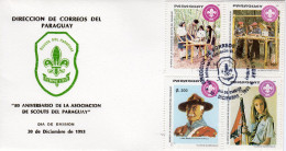 Paraguay 1993, Scout, 4val In FDC - Brieven En Documenten