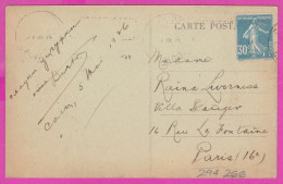 294266 / France - Caen  Vue Generale Sur St.-Etienne Vue Aerienne PC Caen 1914 USED 30 C. Semeuse , To Paris - Cartas & Documentos