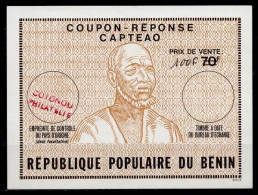 DAHOMEY BENIN  Ca1  CAPTEAO AFRICA  100F / 70 F Reply Coupon Reponse Antwortschein IRC IAS Cupon Respuesta  O COTONOU - Benin - Dahomey (1960-...)
