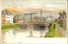 Artiste Lithographie Ranot, F., Mons Wallonien Hennegau, Condé-Kanal, Zugbrücke - Sonstige & Ohne Zuordnung