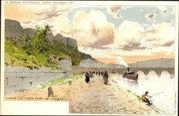 Artiste Lithographie Ranot, F., Namur Wallonien, Le Vieux Pont De Jambes, Angler - Autres & Non Classés