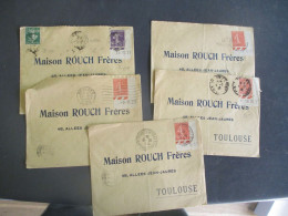 LOT DE  5 LETTRE TIMBRE COIN DATE COIN DE FEUILLE SEMEUSE - 1921-1960: Modern Period