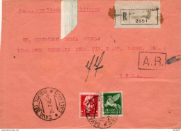 1945 LETTERA RACCOMANDATA CON ANNULLO CAVA DEI TIRRENI SALERNO  CON IL N° 16 POSTA AEREA - Poststempel