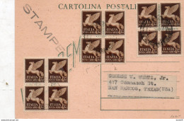1947 CARTOLINA POSTA AEREA  DA NAPOLI X TEXAS USA - 1946-60: Marcophilia